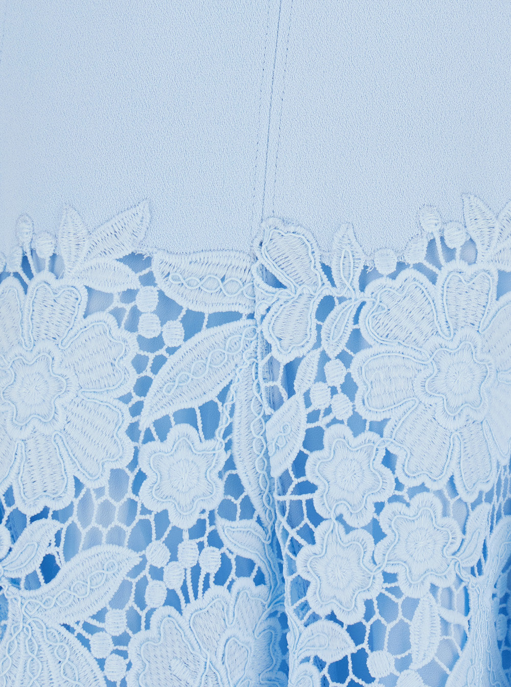 Self-Portrait Women Light Blue Mini Dress With Lace Embroidery On The Skirt In Tech Fabric For Women