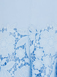Self-Portrait Women Light Blue Mini Dress With Lace Embroidery On The Skirt In Tech Fabric For Women