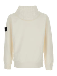 Stone Island Men Hooded Sweatshirt With Fixed Hood And Logo On The Front In White