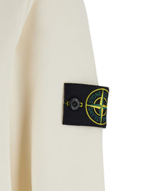Stone Island Men Hooded Sweatshirt With Fixed Hood And Logo On The Front In White