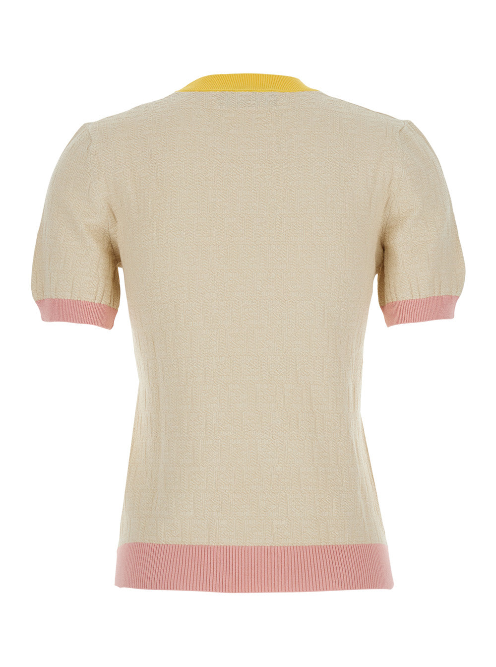 Fendi Women White T-Shirt 'Color Block Ff Short Sleeves Tee' With Fendi Logo In Cotton Women