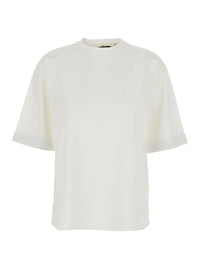 JACQUEMUS Jacquemus Women 'Le Tshirt Ventadou' White Crew Neck T-Shirt With Gros Grain Logo On The Back In Fabric For Women
