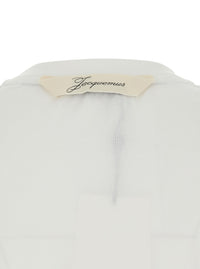 JACQUEMUS Jacquemus Women 'Le Tshirt Ventadou' White Crew Neck T-Shirt With Gros Grain Logo On The Back In Fabric For Women