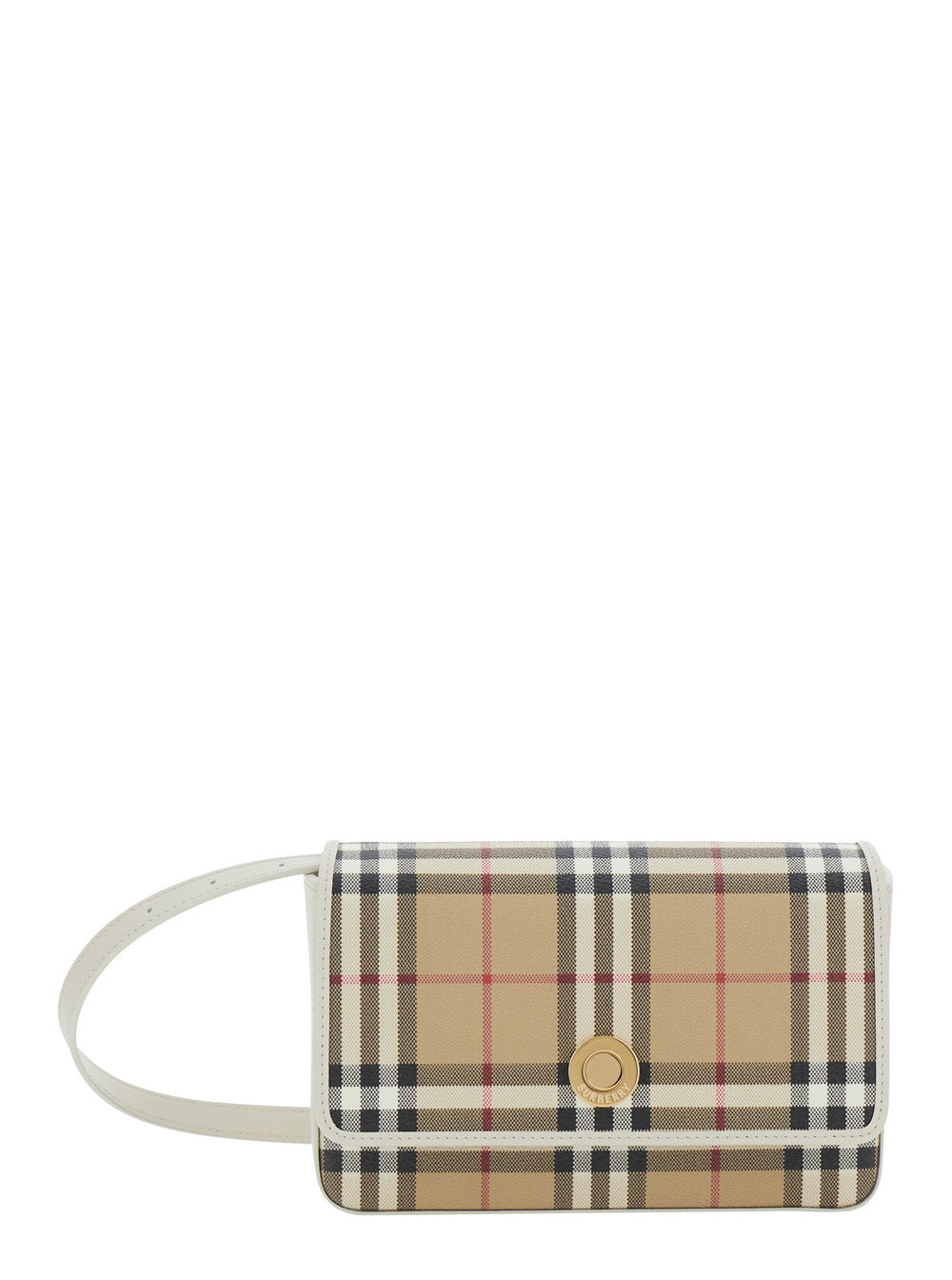 BURBERRY Burberry Women 'Hampshire' Beige Crossbody Bag With Adjustable Strap And Check Motif All-Over In Blend Cotton For Women