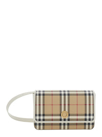 BURBERRY Burberry Women 'Hampshire' Beige Crossbody Bag With Adjustable Strap And Check Motif All-Over In Blend Cotton For Women