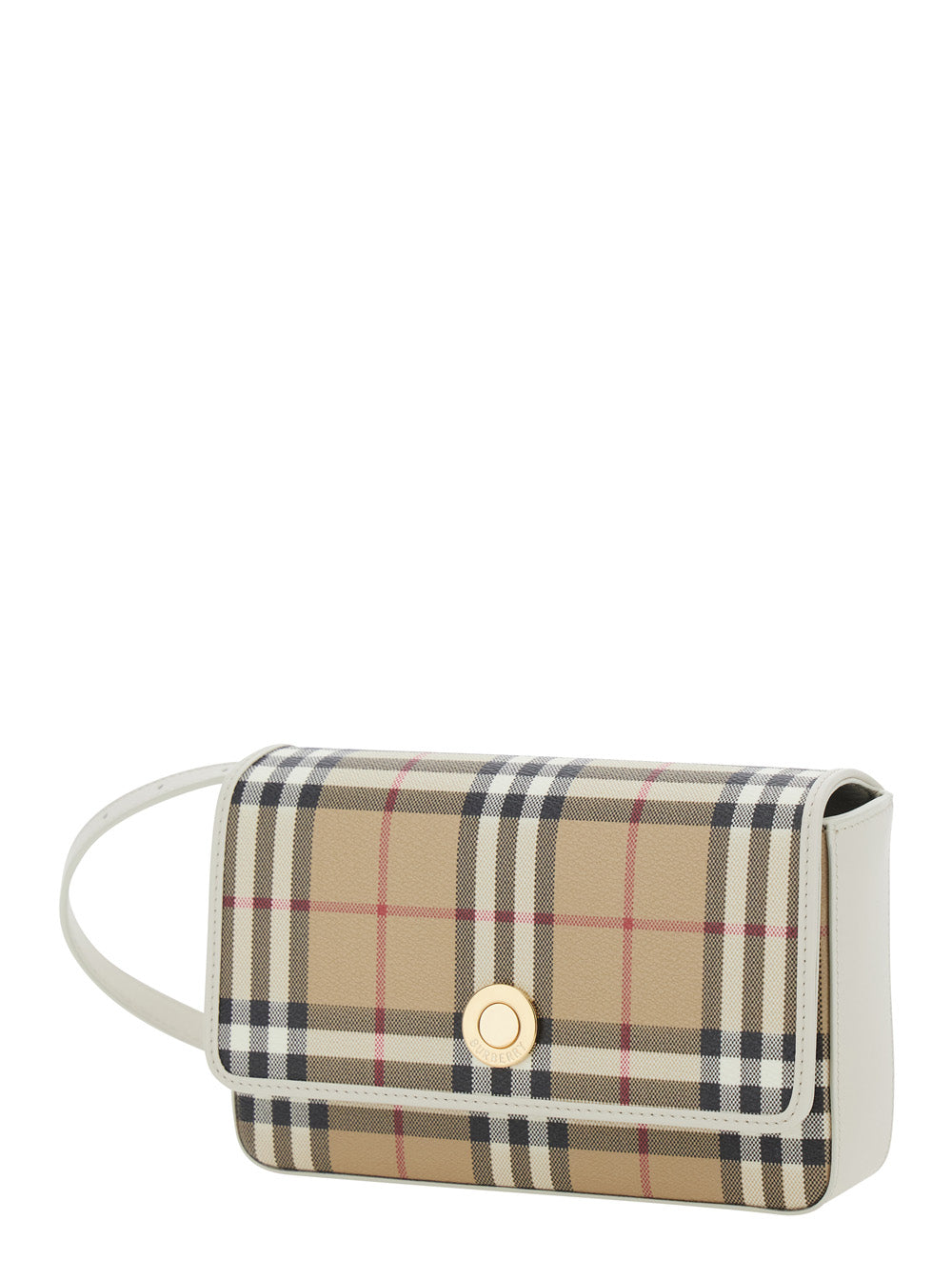 BURBERRY Burberry Women 'Hampshire' Beige Crossbody Bag With Adjustable Strap And Check Motif All-Over In Blend Cotton For Women
