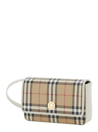 BURBERRY Burberry Women 'Hampshire' Beige Crossbody Bag With Adjustable Strap And Check Motif All-Over In Blend Cotton For Women
