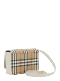 BURBERRY Burberry Women 'Hampshire' Beige Crossbody Bag With Adjustable Strap And Check Motif All-Over In Blend Cotton For Women