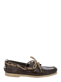 Golden Goose Men Brown Boat Moccasins With Side Laces In Leather Men