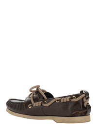Golden Goose Men Brown Boat Moccasins With Side Laces In Leather Men