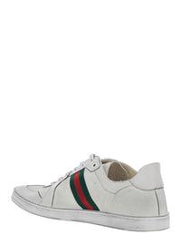 Gucci Men 'Coda' White Low Top Sneakers With Web Detail On The Side In White Leather For Men
