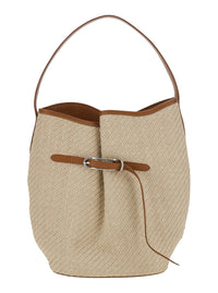 Liffner Women Belted Bucket Bag Large Raffia