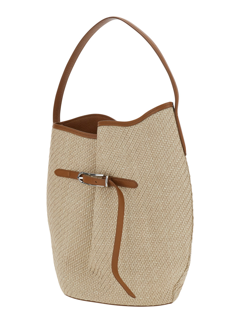 Liffner Women Belted Bucket Bag Large Raffia