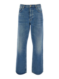 Golden Goose Men Blue Wide Leg Jeans In Cotton Man