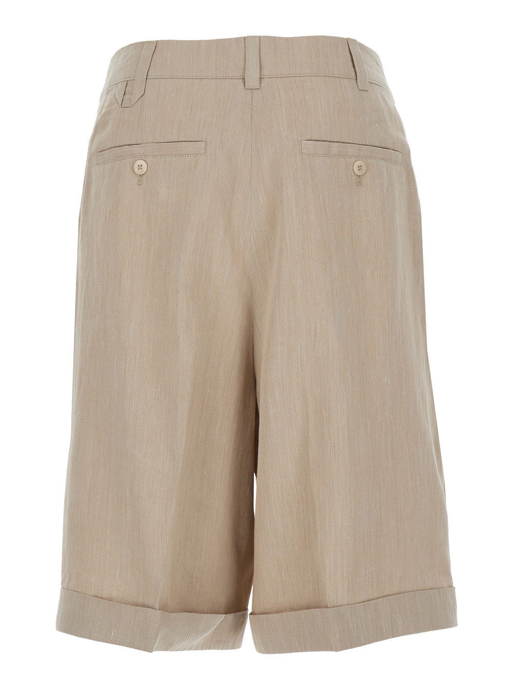 Jacquemus Men 'Le Short Pastro' Beige Shorts With Turn-Up Hem In Linen Blend For Men