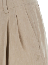 Jacquemus Men 'Le Short Pastro' Beige Shorts With Turn-Up Hem In Linen Blend For Men