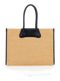 Vivienne Westwood Women 'Troy' Beige Tote Bag With Orb Logo Embossed On The Front And Raffia Effect In Cotton For Women