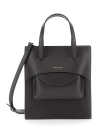 HIDESINS Hidesins Women 'Pocket M' Brown Handbag With Logo Lettering On The Front In Leather For Women