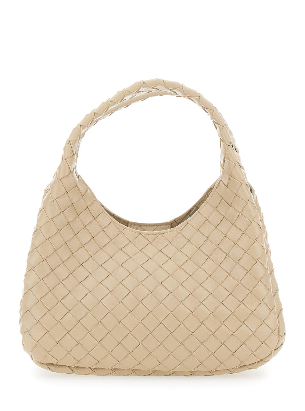 Bottega Veneta Women Shoulder Bag 'Small Campana Intrecciato 15 Nappa 19' Beige With Ecoleather Intreccio Design. In Leather. Women.