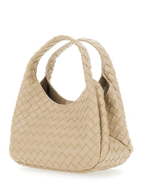 Bottega Veneta Women Shoulder Bag 'Small Campana Intrecciato 15 Nappa 19' Beige With Ecoleather Intreccio Design. In Leather. Women.