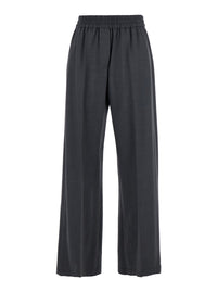 BRUNELLO CUCINELLI Brunello Cucinelli Women Grey Pants With Elasticized Waist In Stretch Wool Blend Women