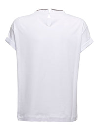 BRUNELLO CUCINELLI Brunello Cucinelli Women White T-Shirt With Round Neck And Monile Details In Cotton For Women