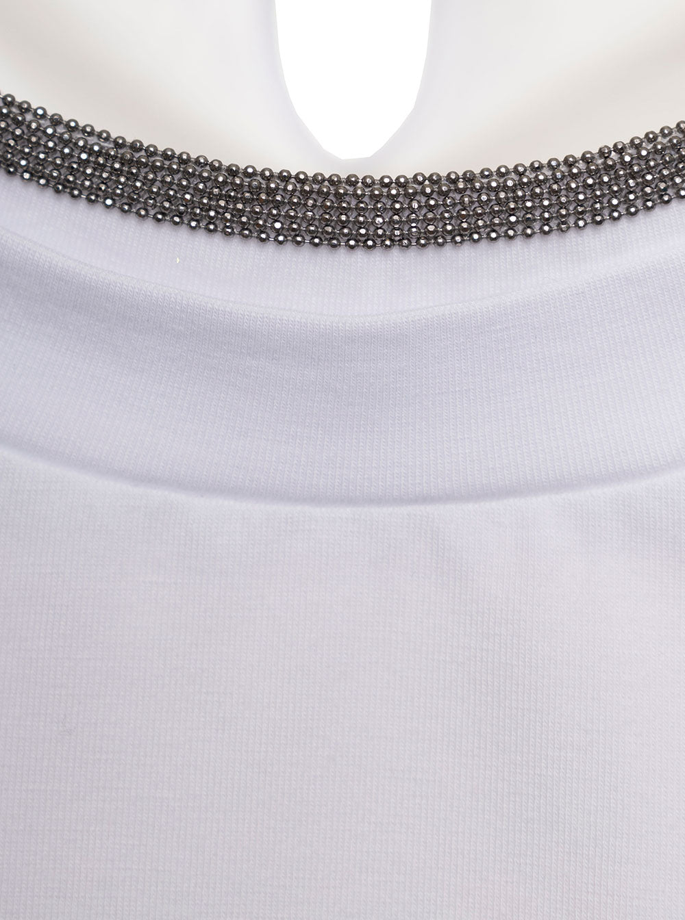 BRUNELLO CUCINELLI Brunello Cucinelli Women White T-Shirt With Round Neck And Monile Details In Cotton For Women