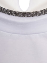 BRUNELLO CUCINELLI Brunello Cucinelli Women White T-Shirt With Round Neck And Monile Details In Cotton For Women