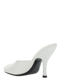 Jude Women 'Date' White Heeled Sandals With Cut-Out Toe In Leather Women