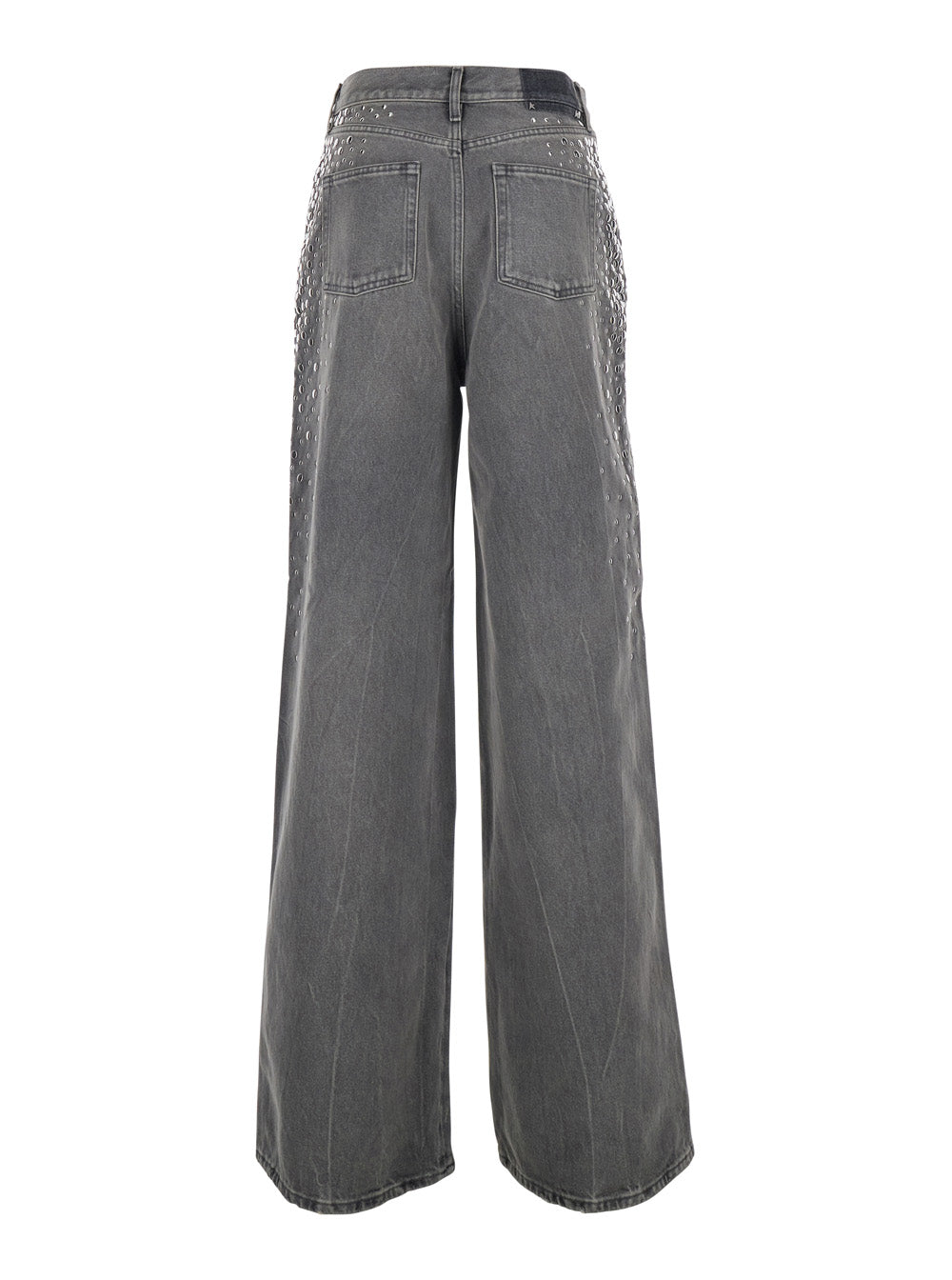 Golden Goose Women Grey Jeans With Studs And Logo Patch On The Back In Denim For Women