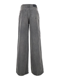 Golden Goose Women Grey Jeans With Studs And Logo Patch On The Back In Denim For Women