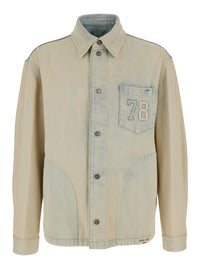 Golden Goose Men Light Blue Jacket With Classic Collar And Vintage Effect In Denim For Men