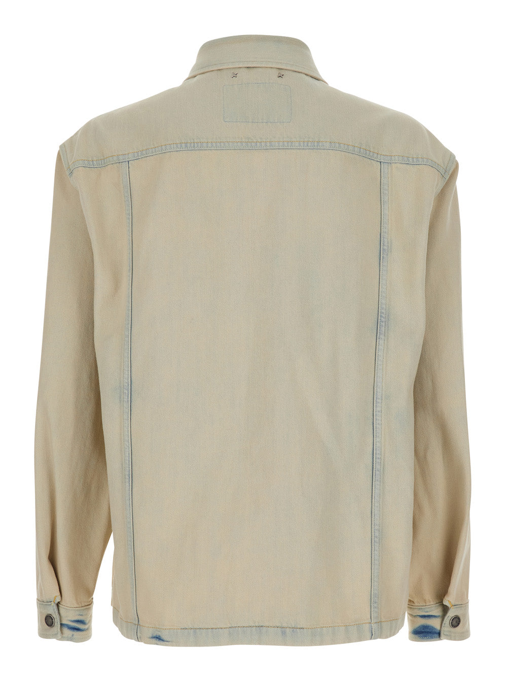 Golden Goose Men Light Blue Jacket With Classic Collar And Vintage Effect In Denim For Men