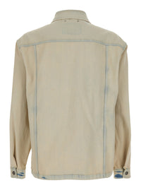 Golden Goose Men Light Blue Jacket With Classic Collar And Vintage Effect In Denim For Men