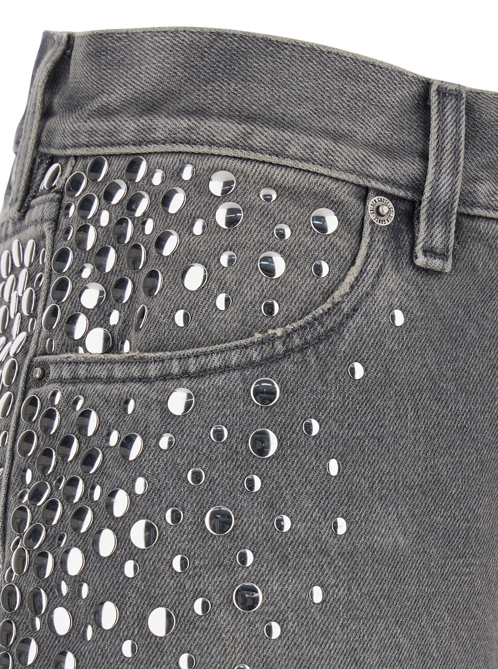 Golden Goose Women Grey Jeans With Studs And Logo Patch On The Back In Denim For Women
