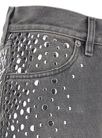 Golden Goose Women Grey Jeans With Studs And Logo Patch On The Back In Denim For Women