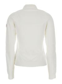 Moncler Grenoble Women White Cardigan With Stand-Up Collar And Logo On The Sleeve In Tech Fabric Woman
