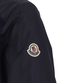 Moncler Men Cardigan Blue With Zip And High Collar In Polyamide Men