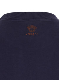 Versace Men Blue 'Vintage' T-Shirt With Round Neck And Front Logo For Men