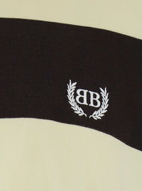 Balenciaga Men Brown Long Sleeve Polo Shirt With Logo Embroidery On The Front And All-Over Stripes In Cotton For Men