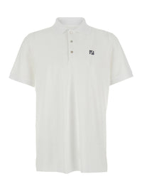 Fendi Men White Polo Shirt With Classic Collar And Logo On The Front In Cotton For Men