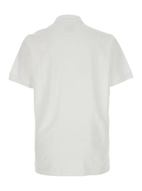 Fendi Men White Polo Shirt With Classic Collar And Logo On The Front In Cotton For Men