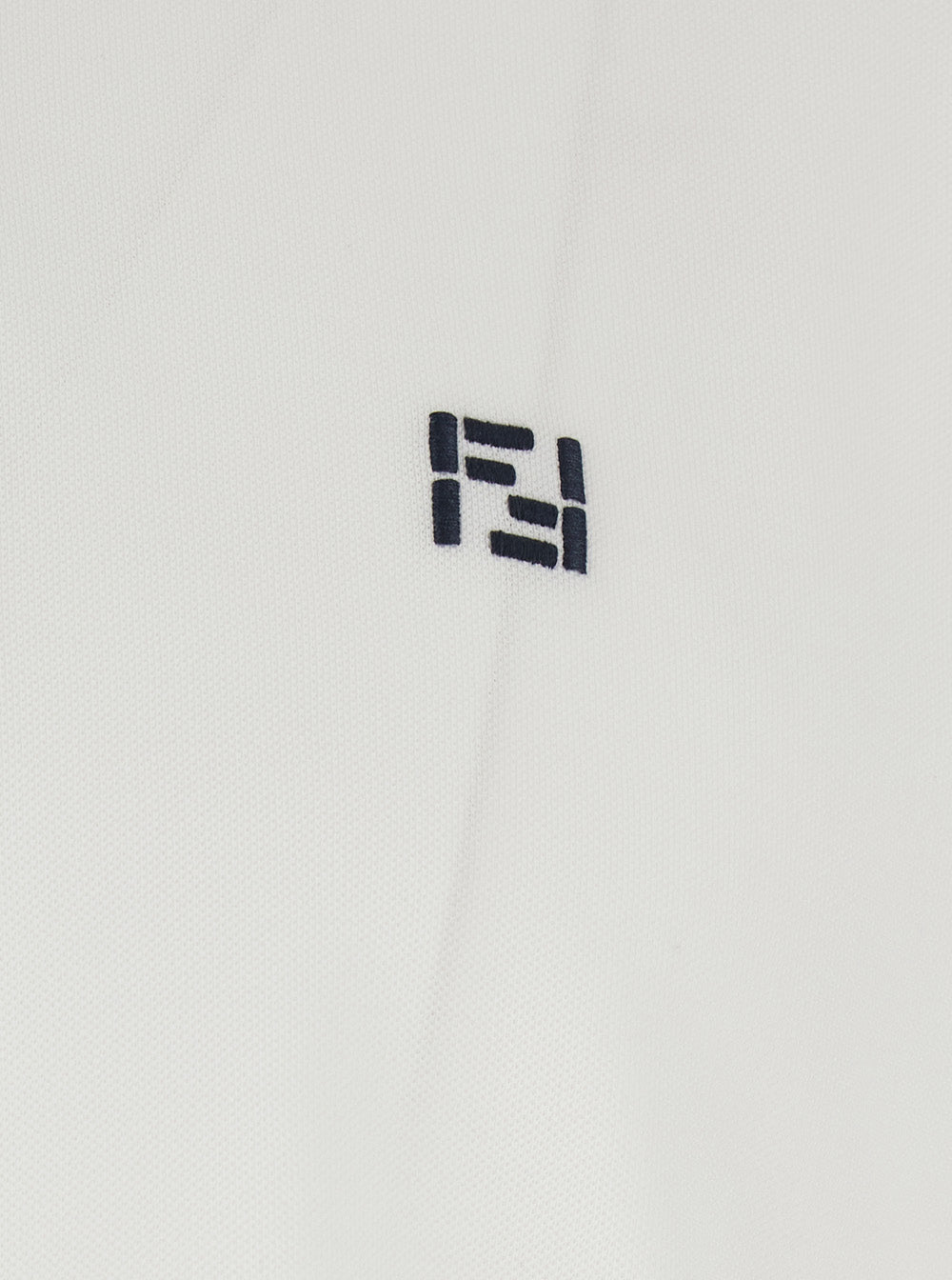 Fendi Men White Polo Shirt With Classic Collar And Logo On The Front In Cotton For Men