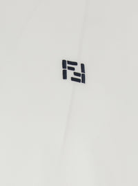 Fendi Men White Polo Shirt With Classic Collar And Logo On The Front In Cotton For Men