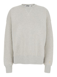 Golden Goose Women Gray Crewneck Sweatshirt With Glitter Logo Lettering On The Front In Cotton For Women