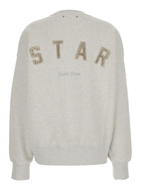 Golden Goose Women Gray Crewneck Sweatshirt With Glitter Logo Lettering On The Front In Cotton For Women