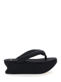 Balenciaga Women 'Gaeta' Black Wedges With Thong Design And Medium Heel In Viscose Blend For Women