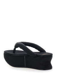 Balenciaga Women 'Gaeta' Black Wedges With Thong Design And Medium Heel In Viscose Blend For Women