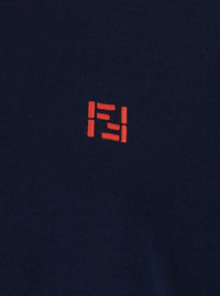 Fendi Men Blue Polo With Classic Collar And Logo On The Front In Cotton Men
