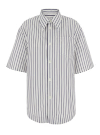 Ami Paris Women White Shirt With Classic Collar And All-Over Striped Pattern In Cotton For Women